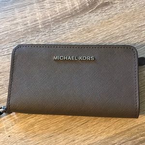 Michael Kors taupe wallet/phone case